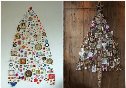 Cum și de la ce să faci un copac plat de Crăciun pe perete, când este puțin spațiu