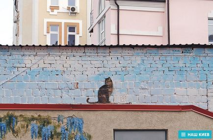 Kiev pisici monumente mustachioed și tailed și graffiti de capital