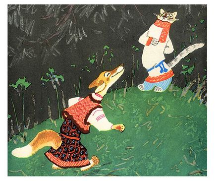 Кот і лисиця, російська народна казка кіт і лисиця, казки для самих маленьких малюків дітей хлопців
