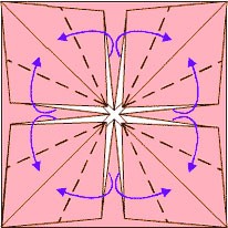 Кусудама троянда - схема зборки орігамі по кроках