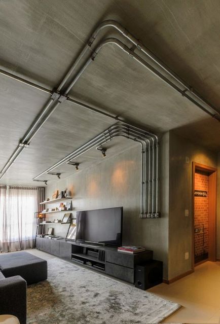 Divatos loft stílus a belső a lakás nyitott tér és a minimális dekoráció