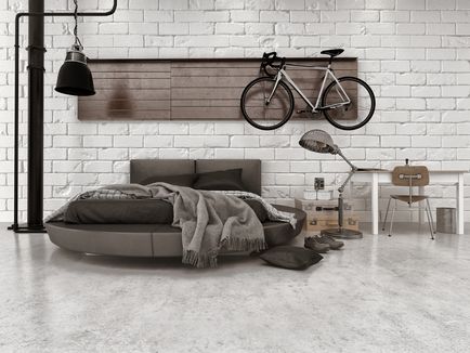 Modă stil loft în interiorul apartamentului spații deschise și un minim de decor