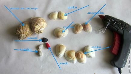 Pentru comemorarea mării stăpânim cu copii un câine din scoici - târgul de stăpâni - manual, manual