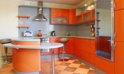 Bucătărie portocalie - design interior, idei, fotografie