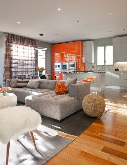 Imagine de bucătărie portocalie a celor mai bune interioare și combinații în design