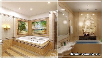 Панно з керамічної плитки для ванної кімнати, фото мозаїки