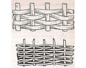 Wicker tipuri de garduri de garduri din scânduri, crengi, crengi de salcie și căpșuni