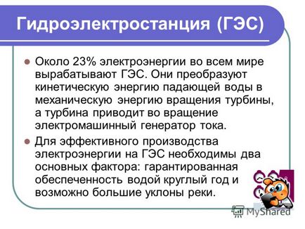 Prezentare pe tema centralei hidroelectrice (GES) a Rusiei
