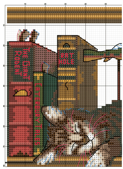 Схема для вишивання кіт в бібліотеці, кіт і кішка