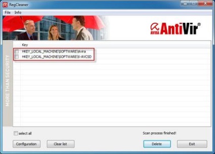 Avira registrycleaner не видаляти всі ключі системного реєстру