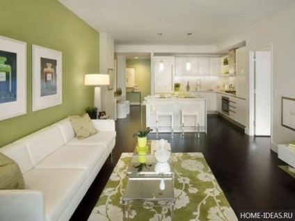 Decor de apartament în perete verde, accente, accesorii, fotografie