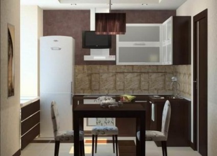 Кухня дизайн 6 кв.м картина в сглобяеми къщи, интериор, площади, с малък хладилник, 6 3