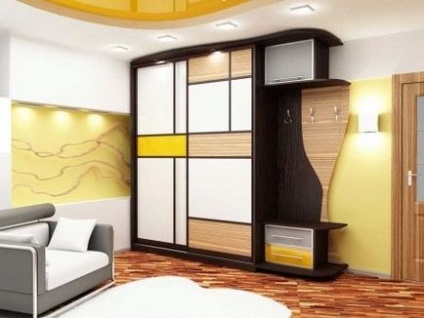 Proiectarea de dulapuri cu uși glisante (76 pics), un model de noutate cu piele ecologică