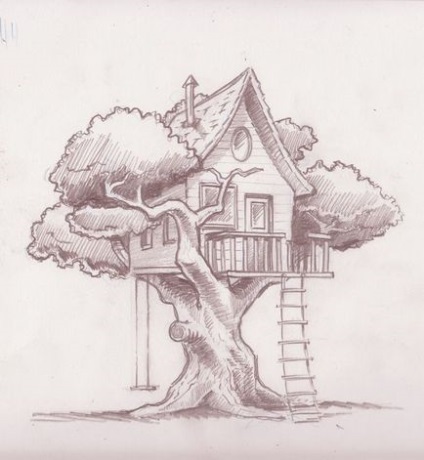 Casa pe copac este planificată și construită - cu propriile mâini