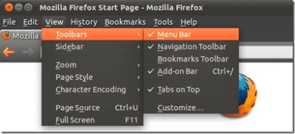 Як повернути кнопку меню firefox за замовчуванням ubuntu 11 04