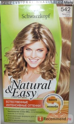 Фарба для волосся schwarzkopf natural & amp; easy - «542 опал попелясто русявий (багато фото)», відгуки