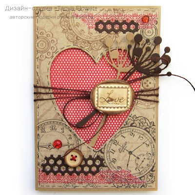 Carte poștală cu o fereastră în formă de inimă - scrapbooking - târg de maeștri - manual, manual