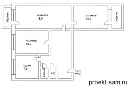 Amenajarea unui apartament de trei camere cu dimensiunea și aspectul camerelor