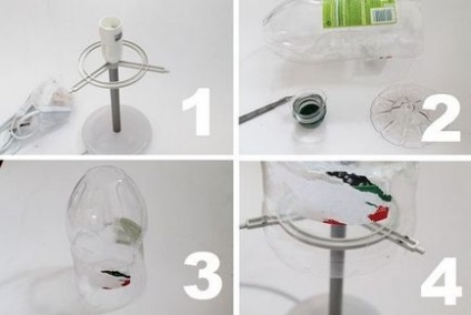 Crafts újrahasznosított anyagokból, hogy egy lámpabúra ki műanyag kanál