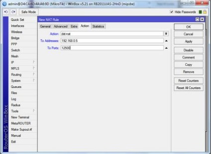 Setări avansate pentru redirecționarea portului rotativ mikrotik