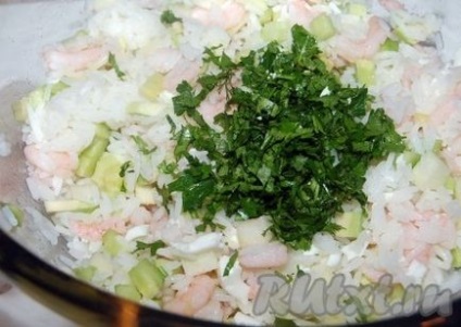 Салат з креветками і рисом - рецепт з фото