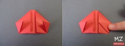 Inima de hârtie (origami) cu mâinile sale în ziua Sfântului Valentin (diagrama, poza detaliată)