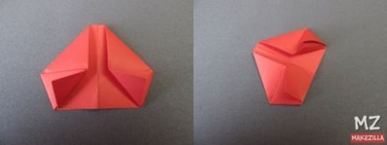Inima de hârtie (origami) cu mâinile sale în ziua Sfântului Valentin (diagrama, poza detaliată)