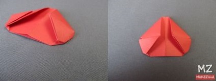 Inima de hârtie (origami) cu mâinile sale în ziua Sfântului Valentin (diagrama, poza detaliată)
