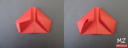 Inima de hârtie (origami) cu mâinile sale în ziua Sfântului Valentin (diagrama, poza detaliată)