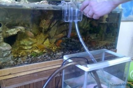 Sistem pentru scurgerea apei din acvariu cu mâinile tale