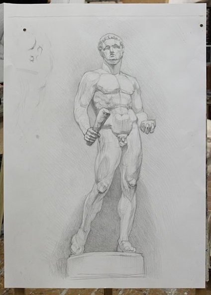 Навчальний малюнок гіпсової фігури Геракла