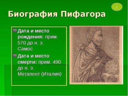 Lecție pe tema cunoașterii Pythagoras matematician filosof profesor politician