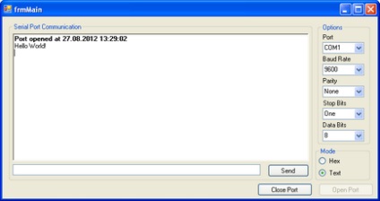 Visual studio c # care lucrează cu port serial, PC, programare