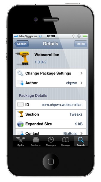 Webscrollian a îmbunătățit derularea paginilor web în safari pe iphone și ipad jailbreak, - știri de la
