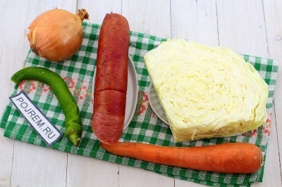 Смажена капуста з ковбасою - покроковий рецепт з фото як приготувати