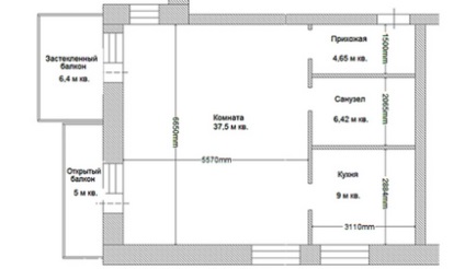 Zonarea unui apartament cu o cameră și alte proiecte de replanificare a unui apartament cu o cameră în