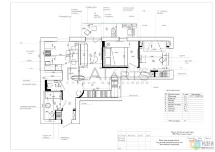 Proiect de proiectare a unui apartament cu doua camere, reamenajarea unui apartament standard din doua piese, un apartament de apartament pentru o familie cu