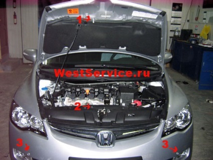 Honda civic 2007 instalarea unui parktronic, o încuietoare pe capotă și o încuietoare pe împingător