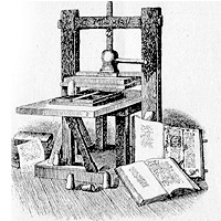 Invenția de tipografie, Johann Gutenberg, tastând textul