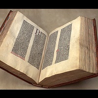 A nyomtatás feltalálása, Johannes Gutenberg, intarziás szöveg