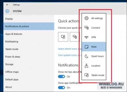 Cum se adaugă în fereastra centrului de notificare 10 propriile butoane de acțiune rapidă