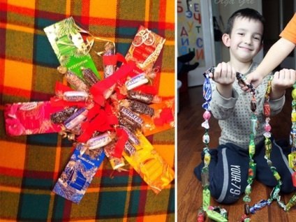Як обіграти цукерки і шоколадки в подарунок гірлянда з цукерок і побажань