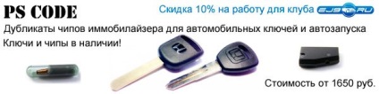 Cheile honda civic, chipovka și dispozitivul de imobilizare