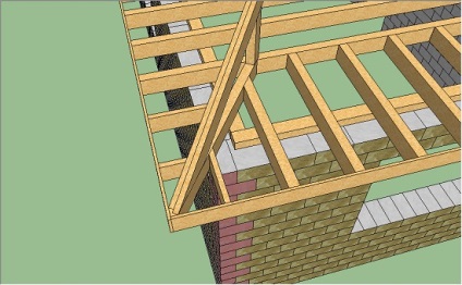 Designul acoperișului șoldului cu suportul caprioarelor pe grinzi