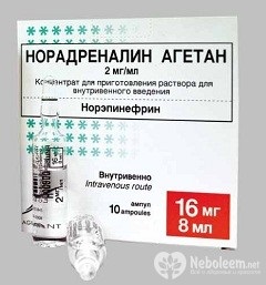 Норадреналін агетан - інструкція із застосування, показання, дози, аналоги