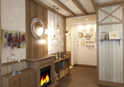 O hală de intrare în stilul unui coridor de țară, o casă rustică, un decor de Provence, design interior și mobilier