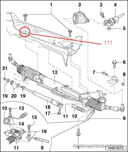 Repararea raftului de direcție Audi