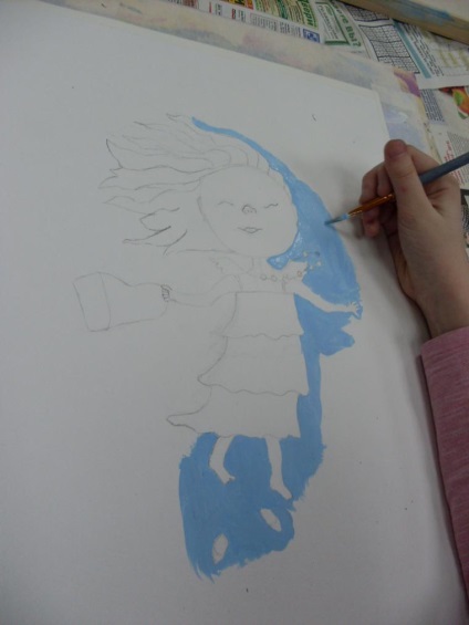 Desenați un înger cu copii pe baza imaginii lui Eugene Gapchin