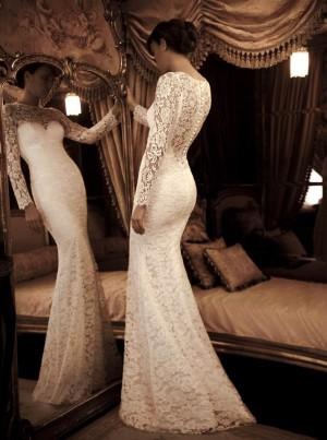 Весільні сукні з довгим рукавом закриті, мереживні