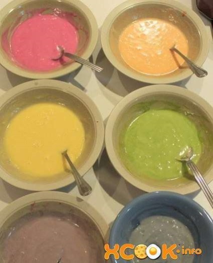 Tort curcubeu - rețetă pas cu pas cu fotografie cum se face cu culorile alimentelor